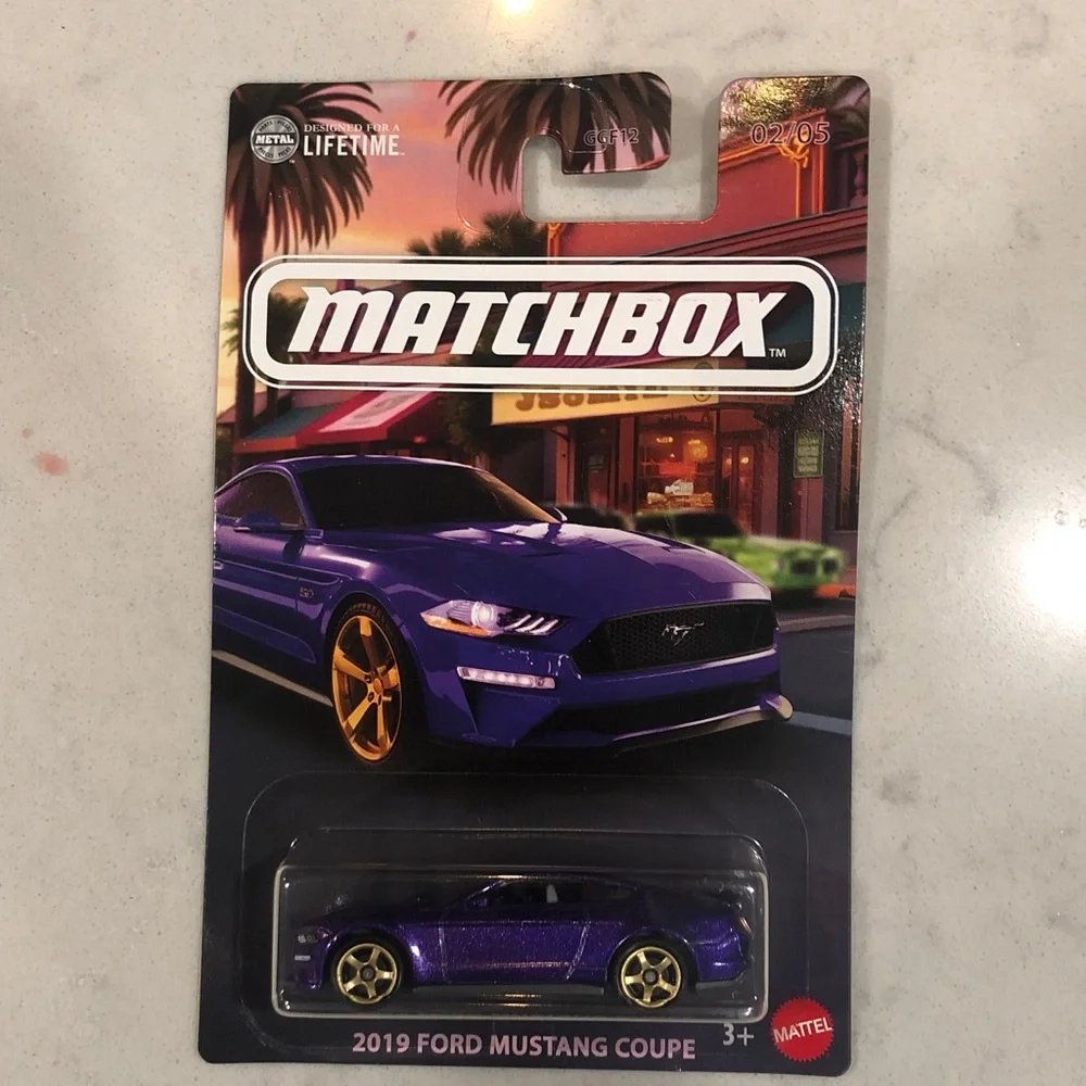 Mattel Matchbox 2019 Ford Mustang Coupe - Purple with Gold Wheels